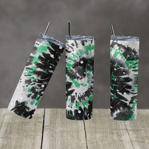 20 oz Skinny Tumbler TieDye Tie Dye Glitter Sports Golf Green Black Sublimation Design Digital Download PNG Instant DIGITAL ONLY