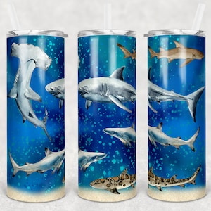 20 oz Skinny Tumbler Ocean Under the Sea Shark Tumbler Great White Sublimation Design PNG Instant DIGITAL ONLY rts tumblers Tamara