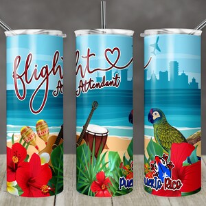 Design de sublimação de copo magro de 20 onças Bandeira de comissário de bordo de Porto Rico Download digital PNG Inst DIGITAL Somente rts tumblers Tamara