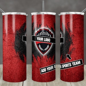 20 oz Skinny Tumbler Sublimation Design Template Red Black Add Your School Logo School Spirit Tumbler Straight Design Digital Download PNG