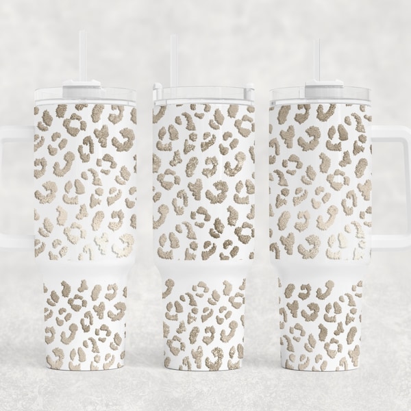 Pretty Champagne Gold Leopard spots design 40 oz 2 piece Tumbler Sublimation Template Digital Download PNG leopard