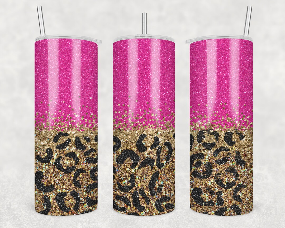 20 Oz Skinny Tumbler Sublimation Design Template Glitter Hot Pink ...