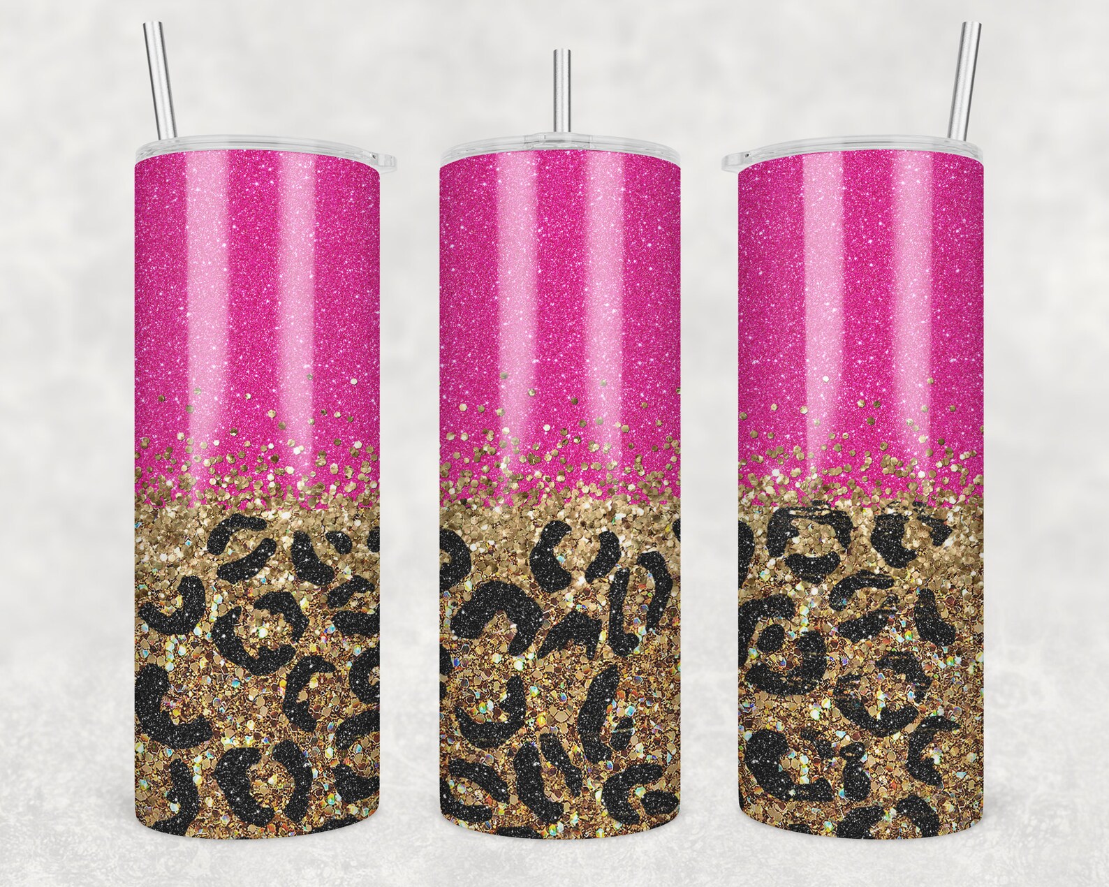 20 Oz Skinny Tumbler Sublimation Design Template Glitter Hot Pink ...
