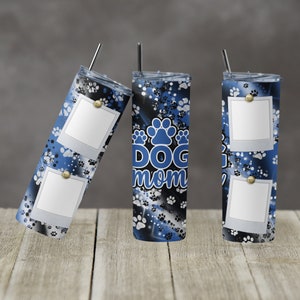 20 oz Skinny Tumbler Sublimation Design Milky way Photo Paw Blue Dog Mom Tumbler Digital Download PNG Instant DIGITAL ONLY