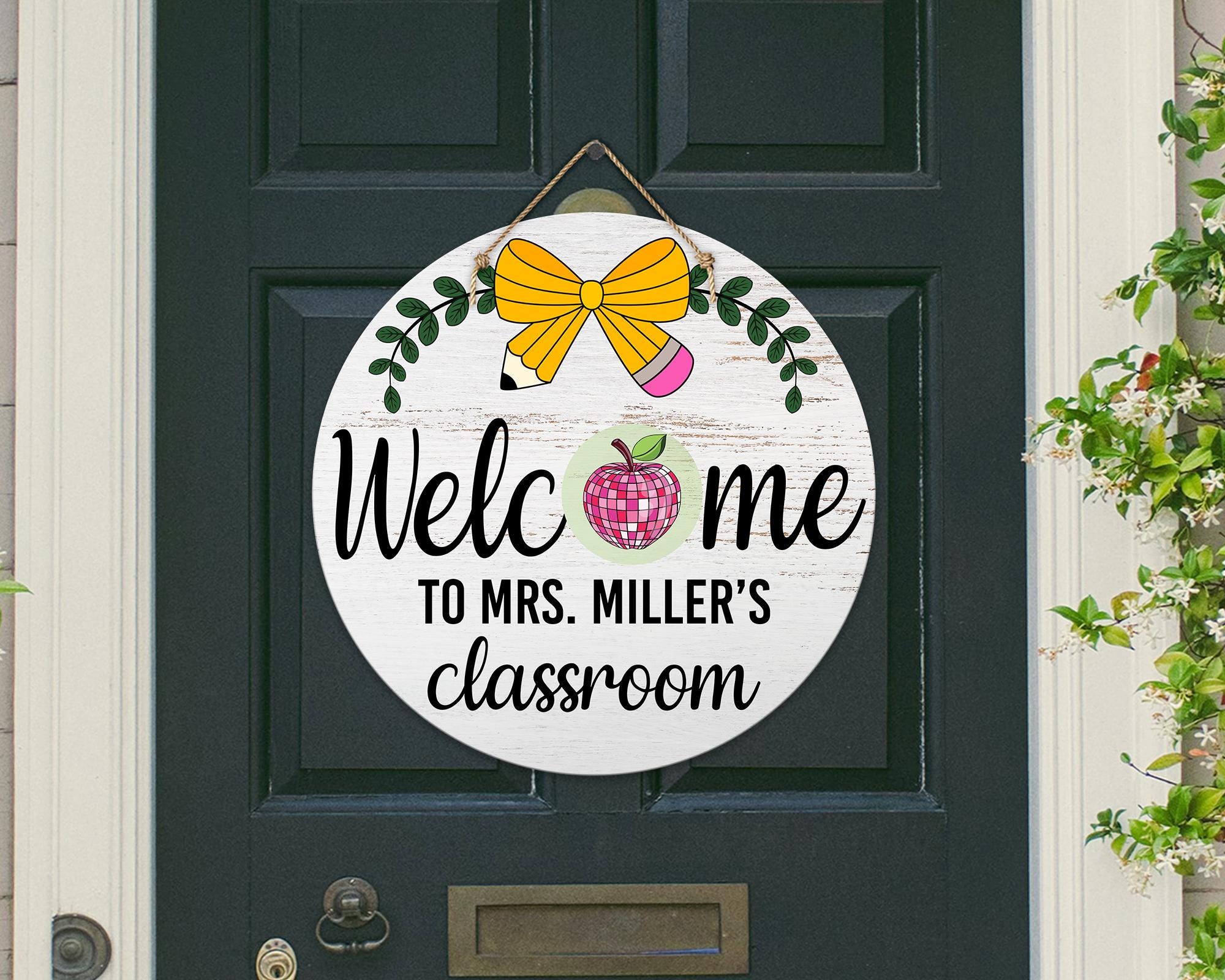 Teacher Round Door Hanger School Classroom Sublimation Welcome Sign 12 ...