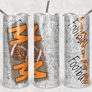 20 oz Skinny Tumbler Football Mom Orange Sublimation Design Template Design Digital Download PNG Instant DIGITAL ONLY