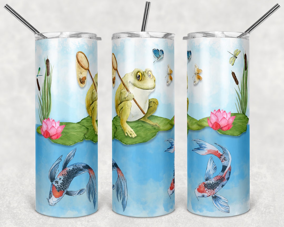 20 Oz Skinny Tumbler Frog Koi Pond Frogs Sublimation Design Digital ...
