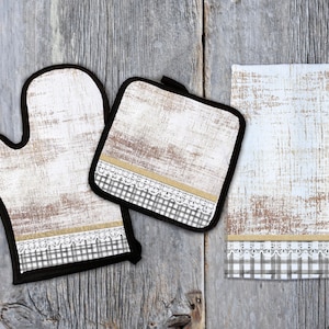 Sublimation Küche Set Designs Handtuch Topflappen und Topflappen Design Digital Download 3 Design Bundle Bauernhaus Plaid Schleife PNG NUR DIGITAL