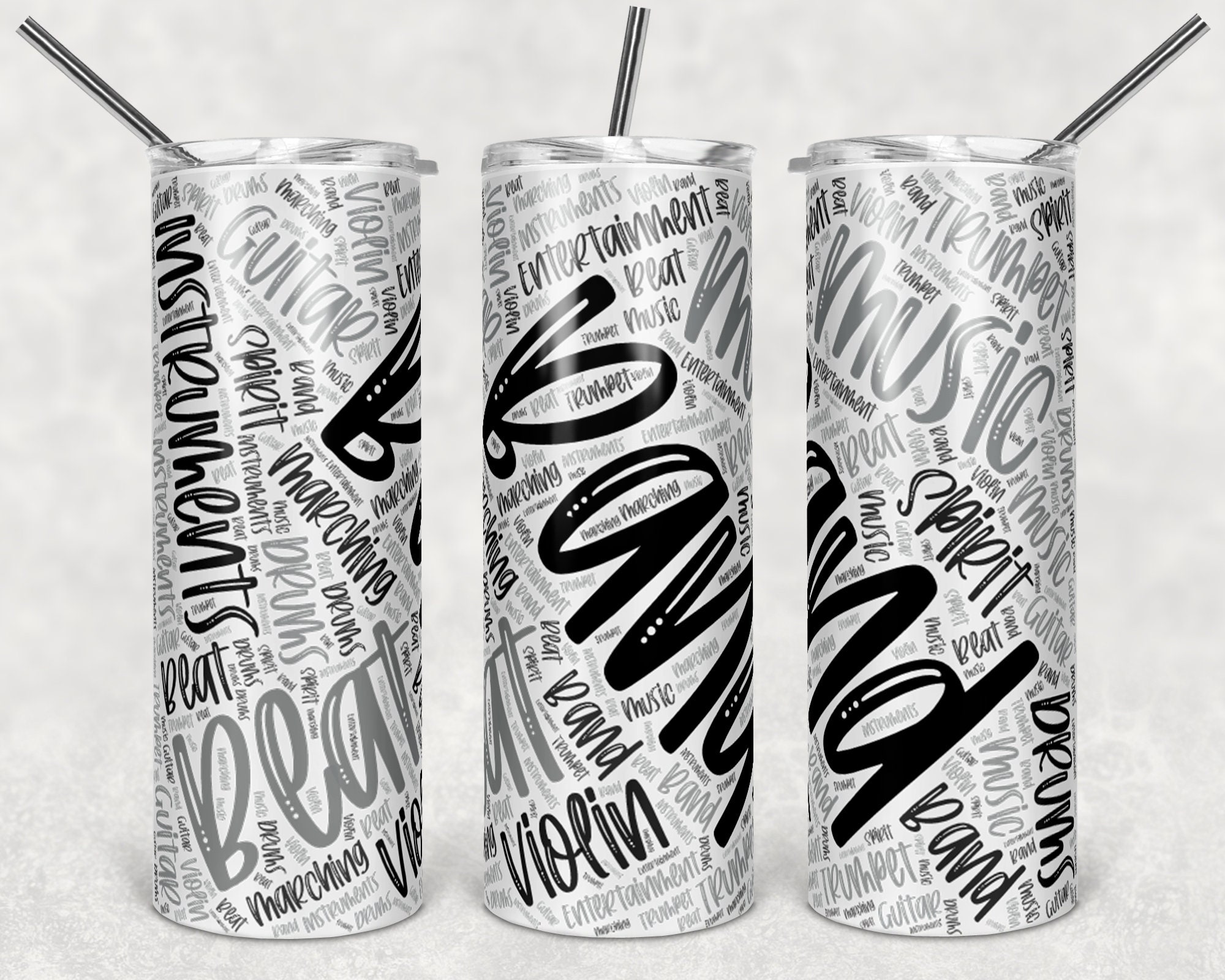 20 Oz Skinny Tumbler Band Tumbler Word Art Music Sublimation Etsy