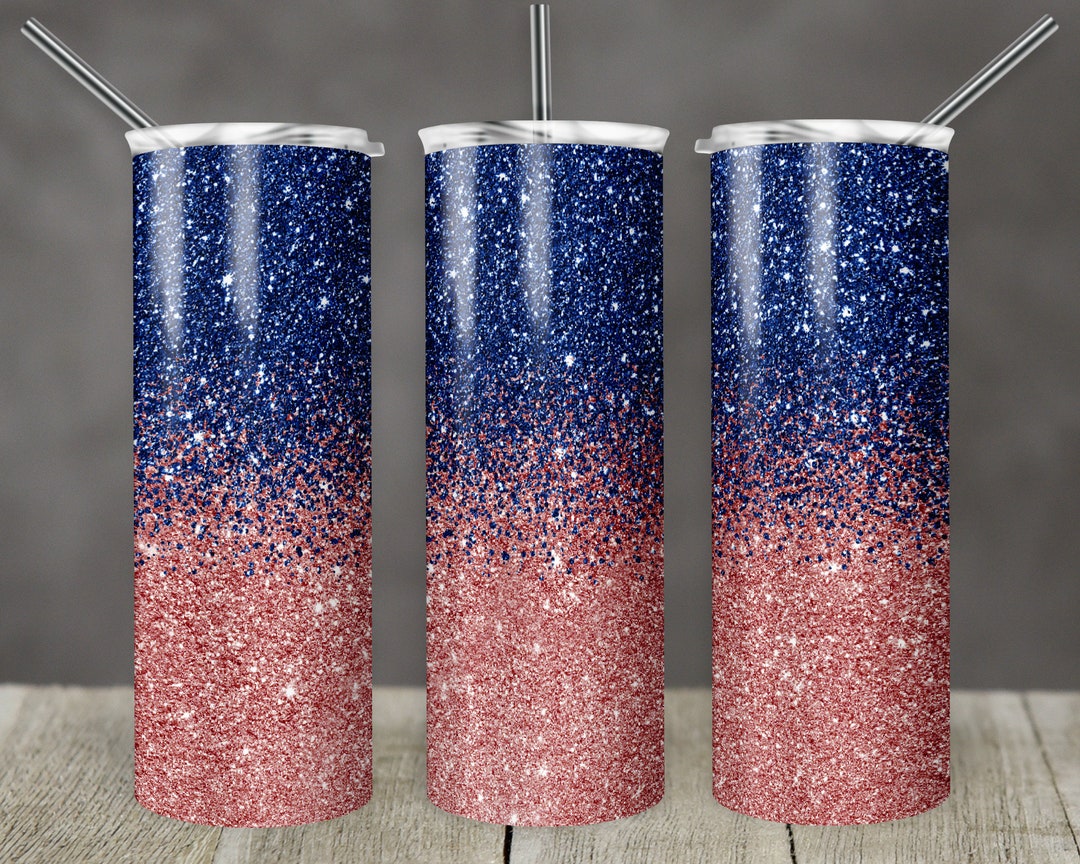 20 Oz Skinny Tumbler Sublimation Design Template Glitter Ombre Navy ...