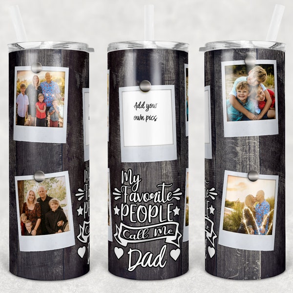 20 oz & 30 oz Skinny Tumbler Picture Frame Wood 5 Photos Favorite people dad Sublimation Design PNG Instant DIGITAL ONLY rts tumblers Tamara