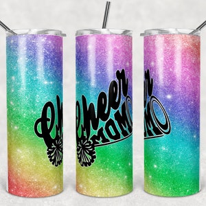 20 oz Skinny Tumbler Cheer Mom Glitter Sublimation Design  Digital Download PNG Instant DIGITAL ONLY rts tumblers Tamara
