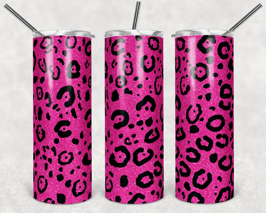 20 Oz Skinny Tumbler Sublimation Design Template Hot Pink Leopard ...