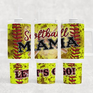 Softball Mama design 40 oz 2 piece Tumbler Sublimation Template Digital Download PNG Sports bats Softball tumbler mom