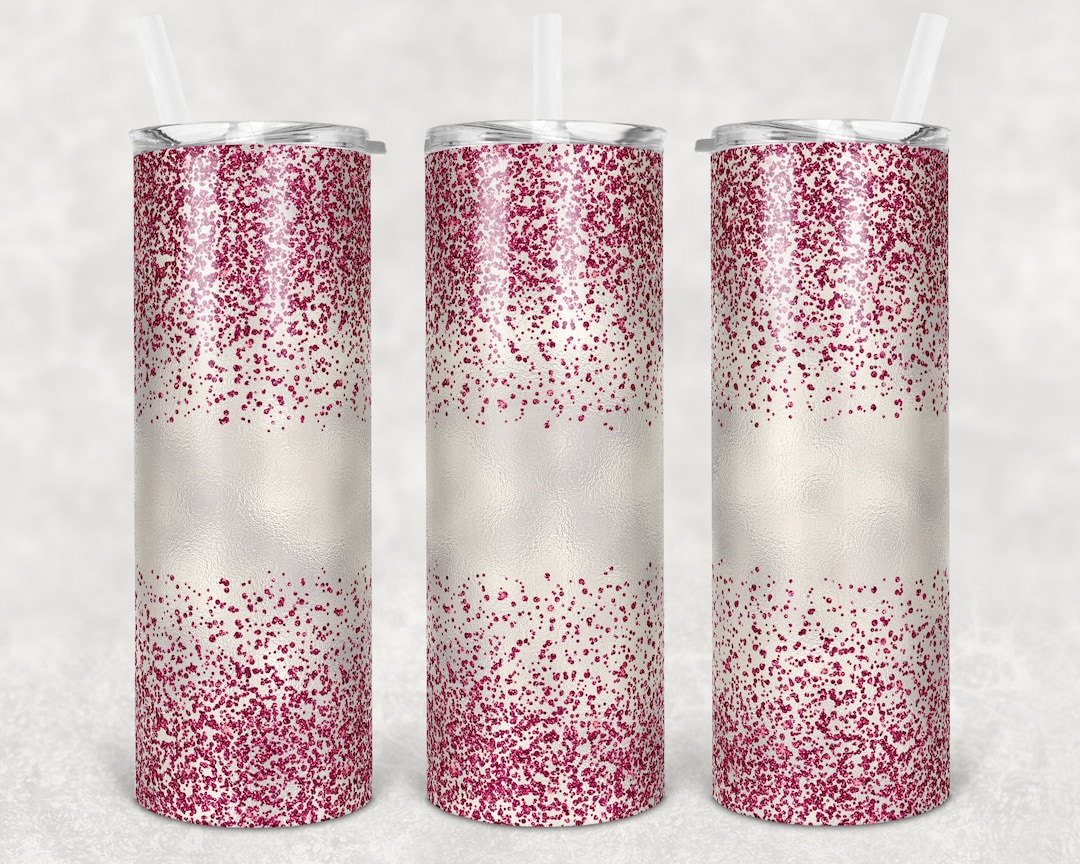 20 Oz Skinny Tumbler Sublimation Design Template Glitter Confetti Pink ...