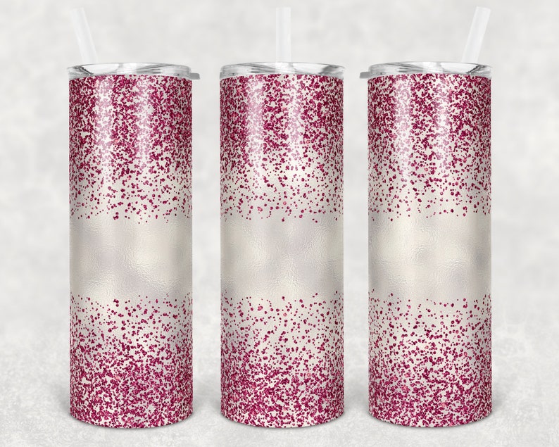 20 Oz Skinny Tumbler Sublimation Design Template Glitter Confetti Pink ...