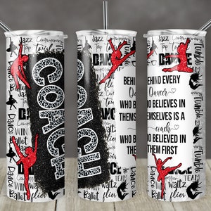 20 Unzen Skinny Tumbler Dance Coach Glitter Red Sublimation Design mit Zitat digitaler Download PNG Instant DIGITAL ONLY Becher