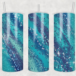 Modelo de sublimação de copo magro de 20 onças Ágata Via Láctea Teal Azul Reto Design Digital Download PNG tumblers Tamara
