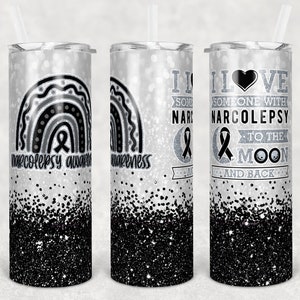 20 oz Skinny Tumbler Sublimation Glitter Narcolepsy Awareness Straight and Warped Design Digital Download PNG tumblers Tamara