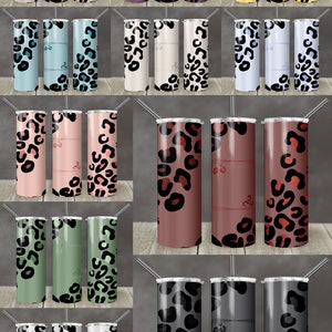 Leopard BUNDLE 20 oz Skinny Tumbler Sublimation Design Template 11 color Matte and Foil Leopard Frame Straight Digital Download PNG
