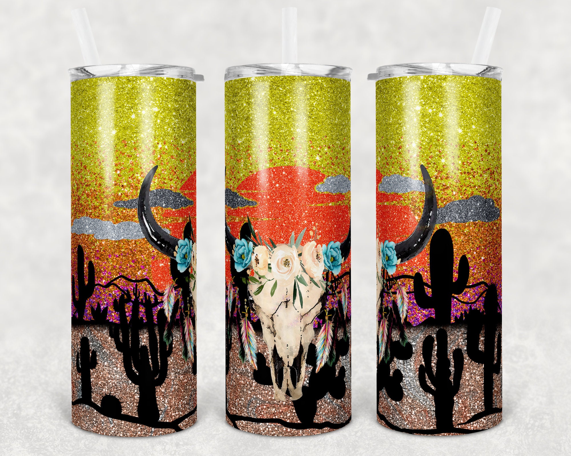 Download 20 Oz Skinny Tumbler Sublimation Design Template Glitter Ombre Etsy