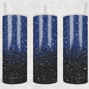 20 oz Skinny Tumbler Sublimation Design Glitter Black and Blue Straight Design Digital Download PNG tumblers Tamara