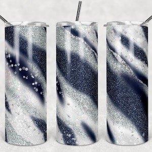 20 oz Skinny Tumbler Sublimation Template Agate Milky Way Blue Silver White Straight Glitter Design Digital Download PNG tumblers Tamara