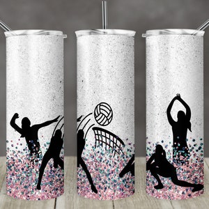 20 oz Skinny Tumbler Glitter Girls Volleyball Sublimation Design  Digital Download PNG Instant DIGITAL ONLY rts tumblers Tamara