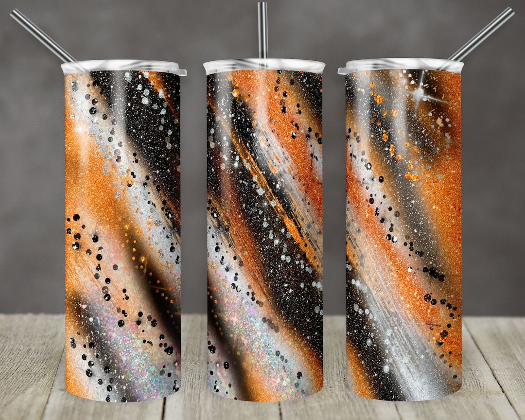 20 Oz Skinny Tumbler Sublimation Template Agate Milky Way Orange Black ...