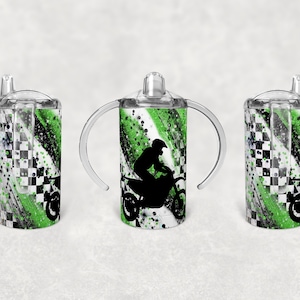 12 oz Sippy Cup Sublimation Design Racing Milky way Green and Black Motocross Motorcycle Tumbler Digital Download PNG Instant DIGITAL