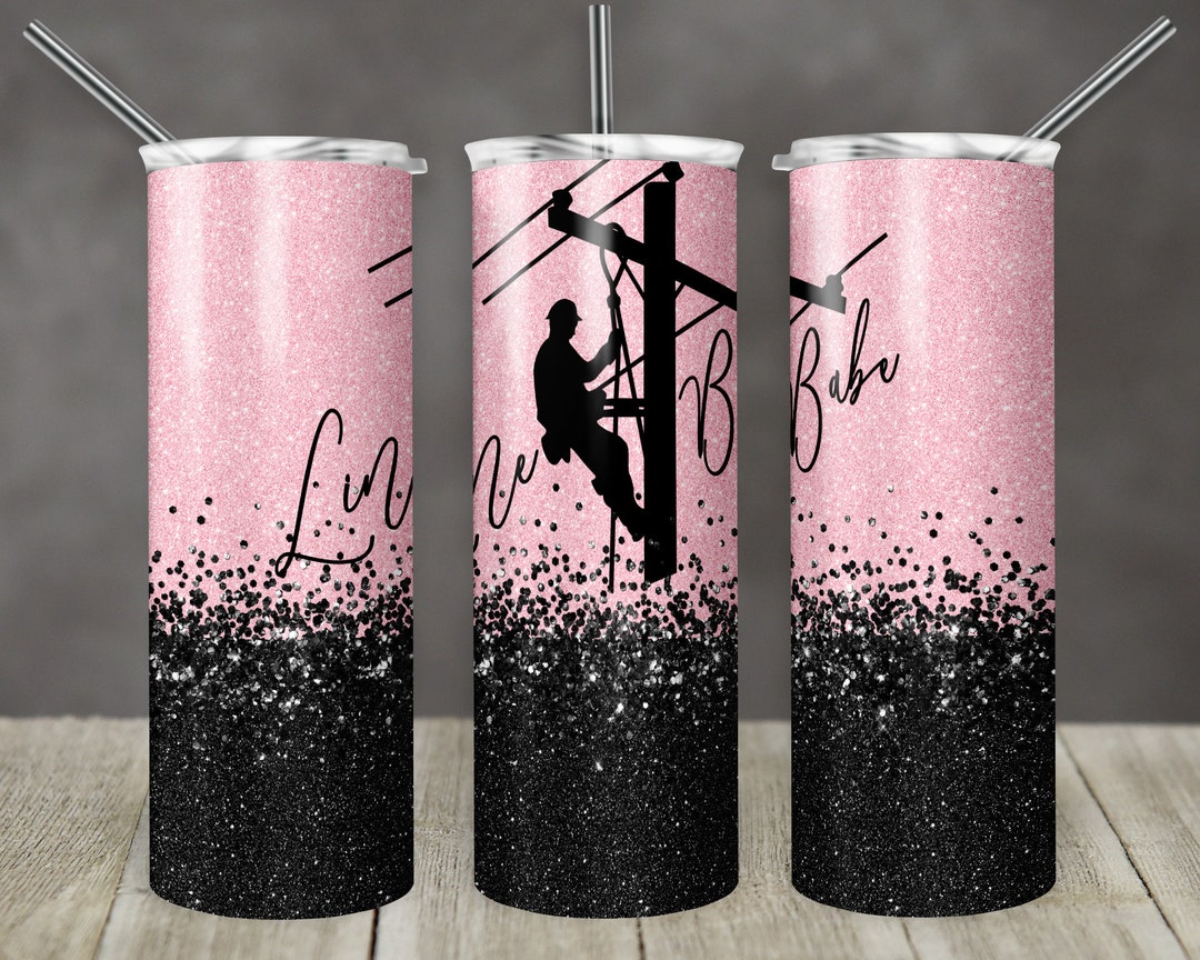 20 Oz Skinny Tumbler Sublimation Design Template Pink Glitter Line Babe ...