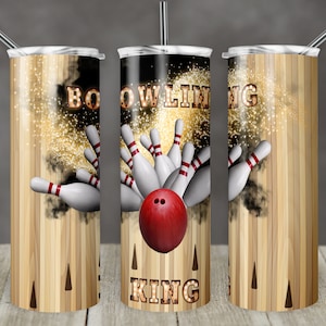 20 oz Skinny Tumbler Sublimation Template Sports Bowling Straight Bowling Pins King Design Digital Download PNG tumblers Tamara