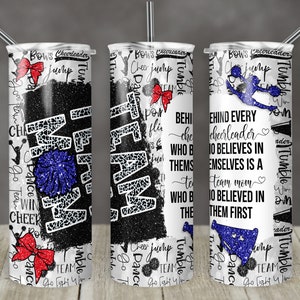 20 oz Skinny Tumbler Cheer Team Mom Glitter Leopard Sublimation Design mit Zitat Digital Download PNG Instant DIGITAL ONLY Becher