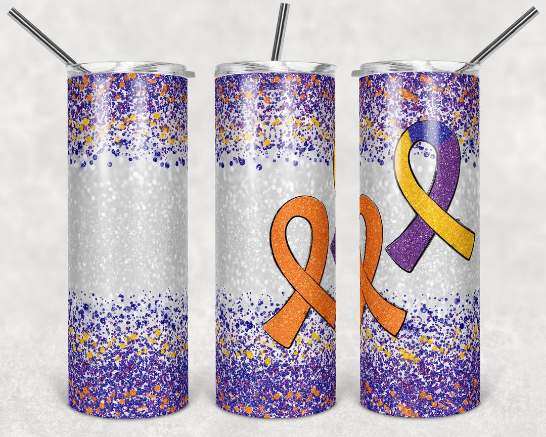 20 Oz Skinny Tumbler Sublimation Glitter Bladder Kidney Cancer