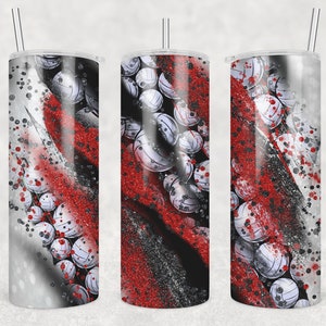 20 oz Skinny Tumbler Sublimation Template Milky Way Glitter Sports Volleyball Red and Black  Straight Digital Download PNG tumblers