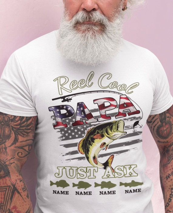 T-shirt Reel Cool Papa Bass Fishing Sublimation American Flag Names Design  Shirt Template Digital Download PNG Instant DIGITAL ONLY 