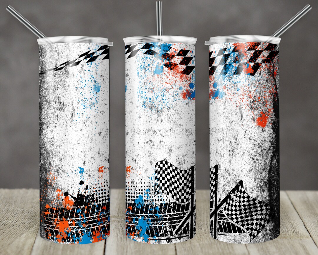 Shell Racing Tumbler 20 Oz Skinny Tumbler Sublimation Design Racing Race Orange Blue ...