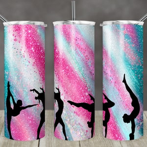 20 oz Skinny Tumbler Sublimation Design Template Gymnastics Glitter Milkyway Straight Design Digital Download PNG tumblers Tamara