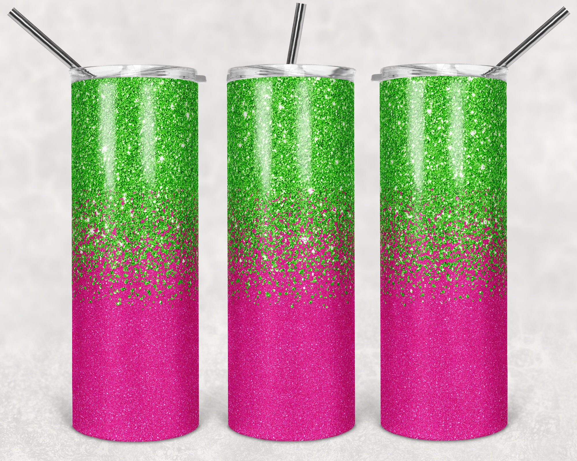 20 Oz Skinny Tumbler Sublimation Design Template Glitter Ombre Lime ...