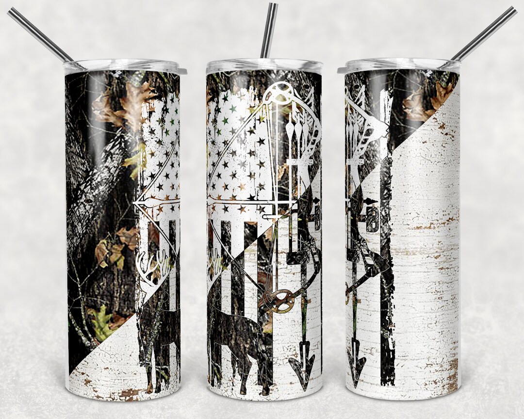20 Oz Skinny Tumbler Camp Deer Bow Hunting Sublimation Design Digital ...