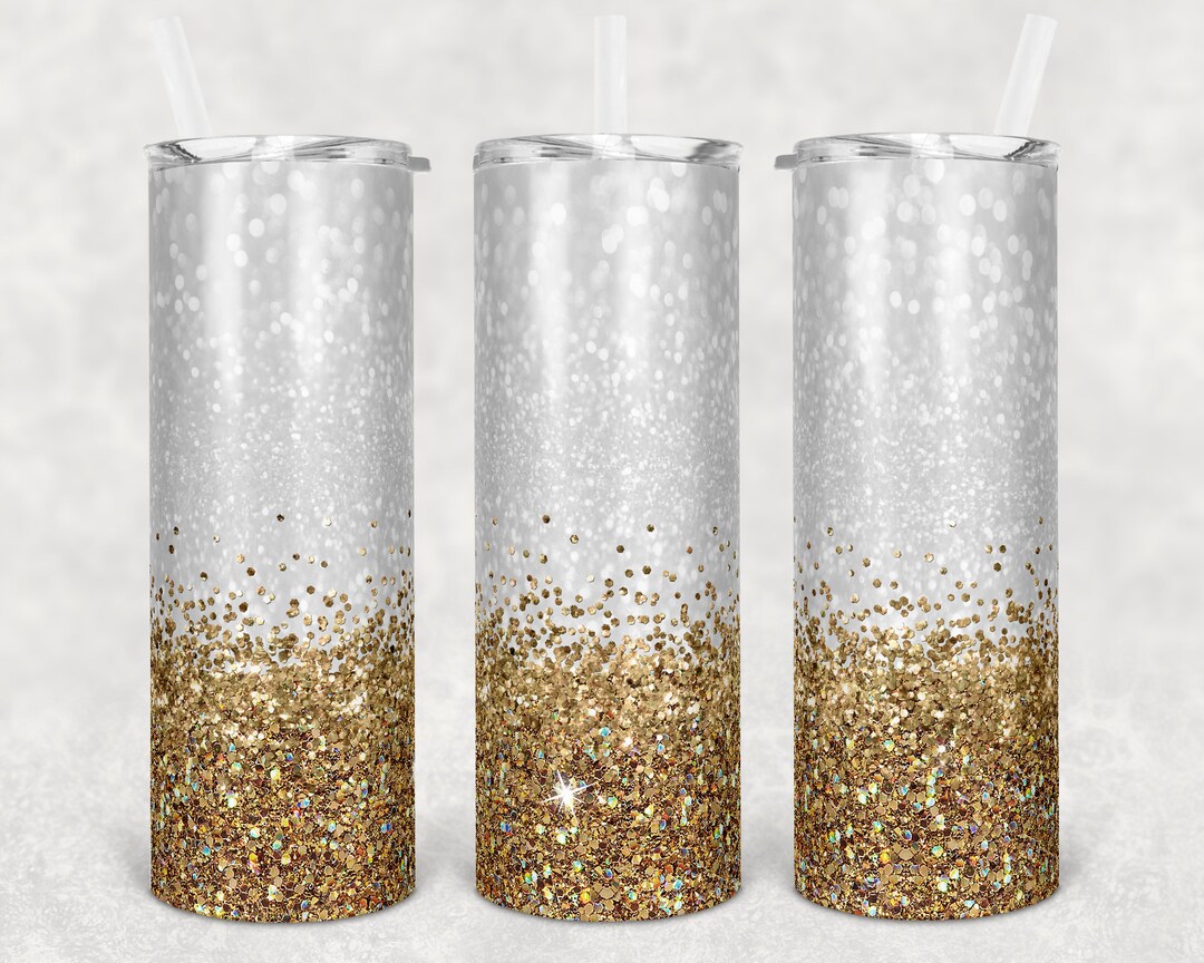 20 Oz Skinny Tumbler Gold Glitter Confetti Sublimation Design Digital ...
