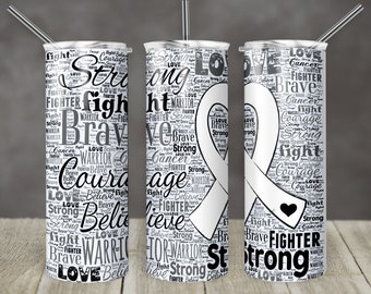 20 oz Skinny Tumbler Sublimation Transparent Awareness Ribbon Word Art Cancer Straight Design Digital Download PNG tumblers waterslides