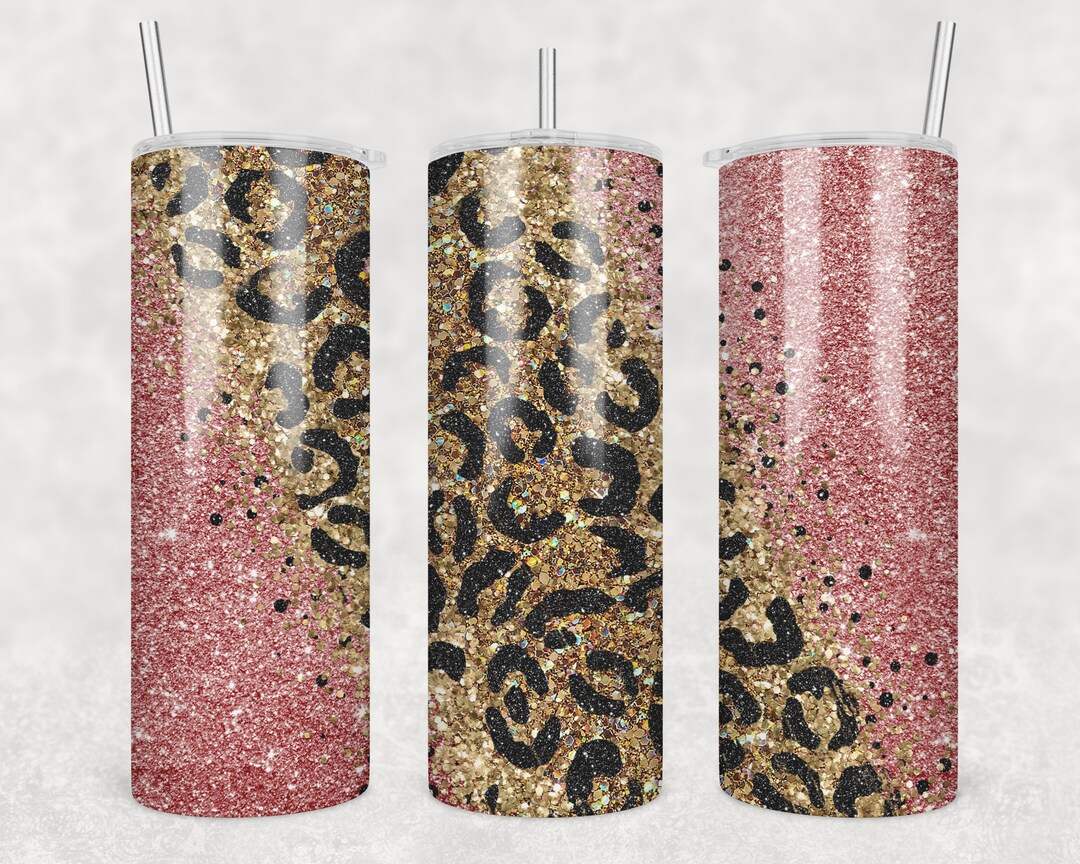 20 Oz Skinny Tumbler Sublimation Design Template Glitter Gold Rose ...
