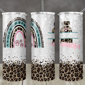 20 oz Skinny Tumbler Sublimation Design Template Veterinarian Vet Tech Monogram Glitter Paw Straight Digital Download voice for voiceless