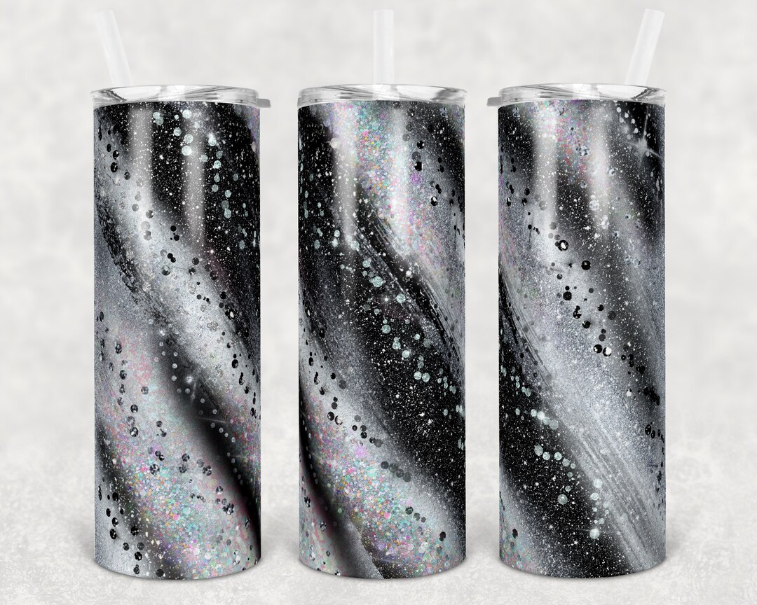 20 Oz Skinny Tumbler Sublimation Template Agate Milky Way Black Gray ...