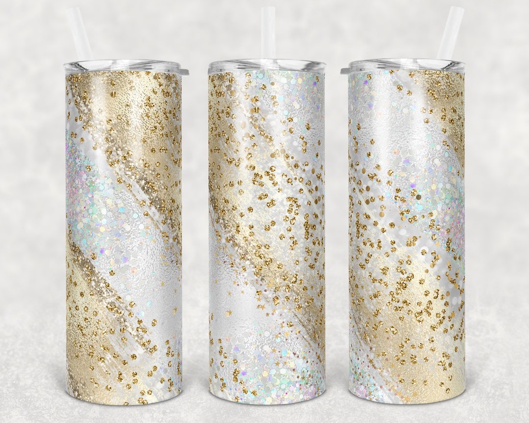 20 Oz Skinny Tumbler Sublimation Template Agate Milky Way Glitter Gold ...
