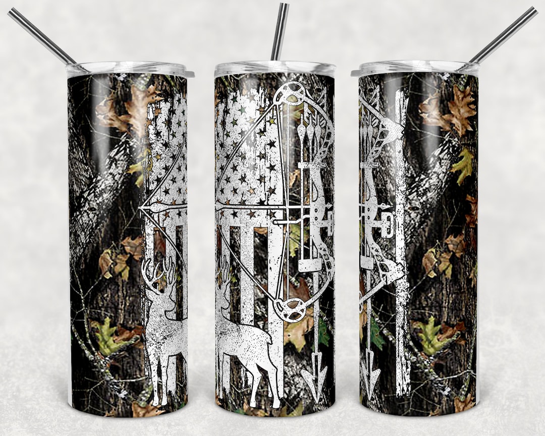 20 Oz Skinny Tumbler Sublimation Design Template Deer Bow Hunting ...
