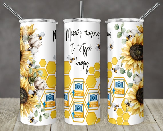 Honey Bee and Sunflowers 20 oz Stainless Steel Skinny Tumbler Sublimation