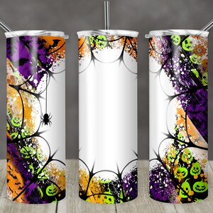 20 oz Skinny Tumbler Sublimation Design Milkyway Fall Halloween Brush Stroke Spider Web Design Digital Download PNG Instant DIGITAL milky