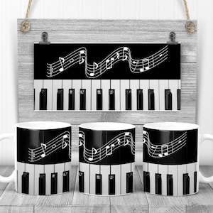 Sublimation Coffee Mug Piano Notes Music Sublimation Design Digital Design Download Size to 100 oz or 15 oz PNG Instant DIGITAL ONLY